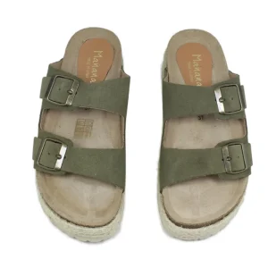 Sandali Con Zeppa | Sandali Bassi | Mañana Sandalo Ciabatta Donna su Zeppa in Corda "LUZ" - Camoscio Verde