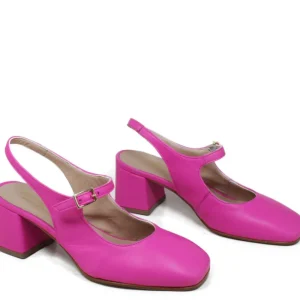 Scarpe Con Tacco | Personal Slingback Mary Jane con Tacco Comodo "Tesia" - Nappa Fucsia