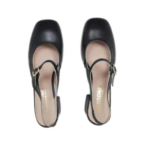 Scarpe Con Tacco | Personal Slingback Mary Jane con Tacco Comodo "Tesia" - Nappa Nero