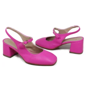 Scarpe Con Tacco | Personal Slingback Mary Jane con Tacco Comodo "Tesia" - Nappa Fucsia