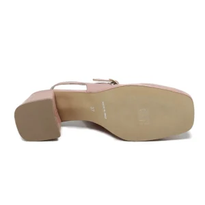 Scarpe Con Tacco | Personal Slingback Mary Jane con Tacco Comodo "Tesia" - Nappa Nude