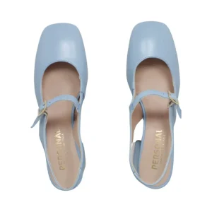 Scarpe Con Tacco | Personal Slingback Mary Jane con Tacco Comodo "Tesia" - Nappa Azzurro