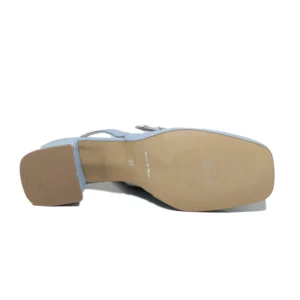 Scarpe Con Tacco | Personal Slingback Mary Jane con Tacco Comodo "Tesia" - Nappa Azzurro