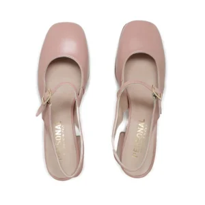 Scarpe Con Tacco | Personal Slingback Mary Jane con Tacco Comodo "Tesia" - Nappa Nude