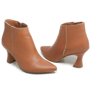 Stivali Con Tacco | Tronchetti | Personal Stivaletti alla caviglia con tacco a rocchetto "2754" - Cuoio