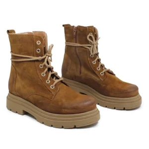 Anfibi | Stivali Estivi | Personal Stivaletti Anfibi in Camoscio con Lacci di Strass "BRIX"  - Cuoio