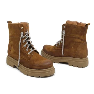 Anfibi | Stivali Estivi | Personal Stivaletti Anfibi in Camoscio con Lacci di Strass "BRIX"  - Cuoio