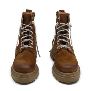 Anfibi | Stivali Estivi | Personal Stivaletti Anfibi in Camoscio con Lacci di Strass "BRIX"  - Cuoio