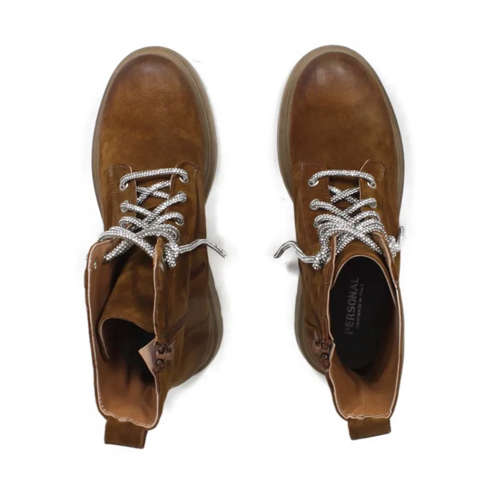 stivaletti_anfibi_in_camo_8-1.webp Anfibi | Stivali Estivi | Personal Stivaletti Anfibi in Camoscio con Lacci di Strass "BRIX"  - Cuoio