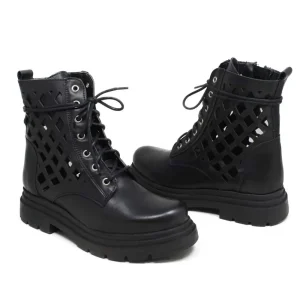 Anfibi | Stivali Estivi | Personal Stivaletti Anfibi Laserati "CUBE"  - Pelle Nero