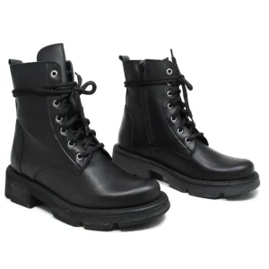 Anfibi | Stivali Invernali | Made in Italy Stivaletti Anfibi Stringati con Fondo Alto "LUTON" - Nero