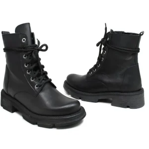 Anfibi | Stivali Invernali | Made in Italy Stivaletti Anfibi Stringati con Fondo Alto "LUTON" - Nero