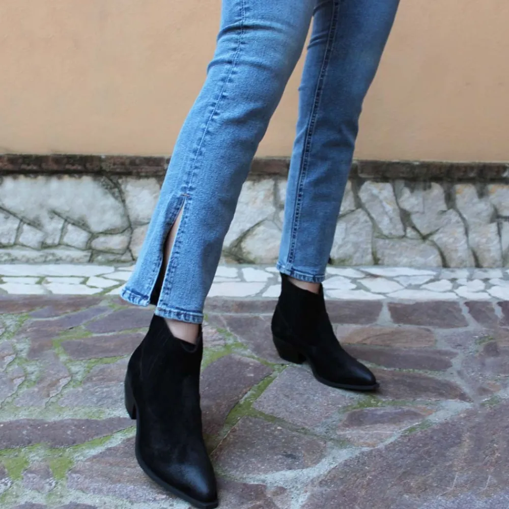 stivaletti_ankle_boots_te_2.webp Tronchetti | Stivali Texani | Personal Stivaletti Ankle Boots Texani con Elastico "WISE" - Camoscio Nero