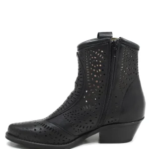 Stivali Con Tacco | Stivali Estivi | Personal Stivaletti Bassi Texani Camperos Laserati "MAYA" - Nero