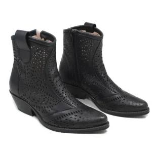 Stivali Con Tacco | Stivali Estivi | Personal Stivaletti Bassi Texani Camperos Laserati "MAYA" - Nero