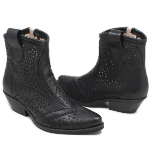 Stivali Con Tacco | Stivali Estivi | Personal Stivaletti Bassi Texani Camperos Laserati "MAYA" - Nero