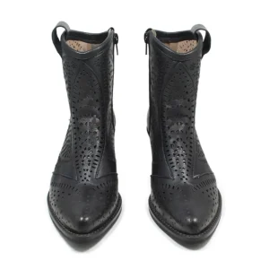 Stivali Con Tacco | Stivali Estivi | Personal Stivaletti Bassi Texani Camperos Laserati "MAYA" - Nero