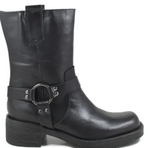 Stivali Invernali | Bikers Invernali | Personal Stivaletti Biker Punta Squadrata con Cavigliera "KURT" - Nero