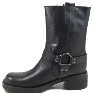 Stivali Invernali | Bikers Invernali | Personal Stivaletti Biker Punta Squadrata con Cavigliera "KURT" - Nero