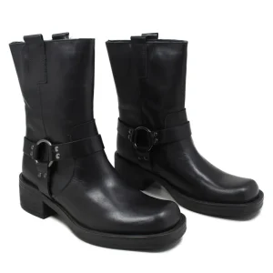 Stivali Invernali | Bikers Invernali | Personal Stivaletti Biker Punta Squadrata con Cavigliera "KURT" - Nero