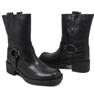 Stivali Invernali | Bikers Invernali | Personal Stivaletti Biker Punta Squadrata con Cavigliera "KURT" - Nero