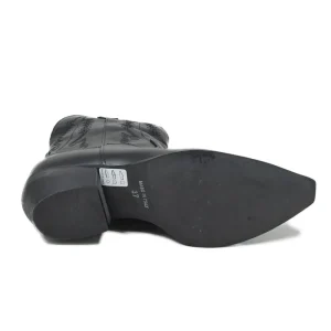 Stivali Texani | Stivali Invernali | In Time Stivaletti Camperos Texani con Ricamo "PETRA" - Pelle Nero