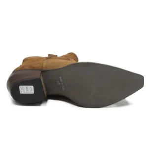 Stivali Texani | Stivali Invernali | In Time Stivaletti Camperos Texani con Ricamo "PETRA" - Camoscio Cuoio