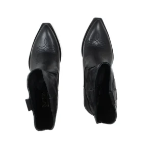 Stivali Texani | Stivali Invernali | In Time Stivaletti Camperos Texani con Ricamo "PETRA" - Pelle Nero