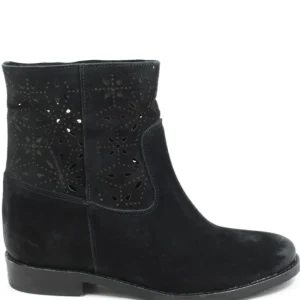 Stivali Estivi | Stivali E Scarpe Con Zeppa | Personal Stivaletti con zeppa interna laserati "Alley" - Camoscio Nero