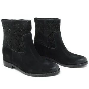 Stivali Estivi | Stivali E Scarpe Con Zeppa | Personal Stivaletti con zeppa interna laserati "Alley" - Camoscio Nero