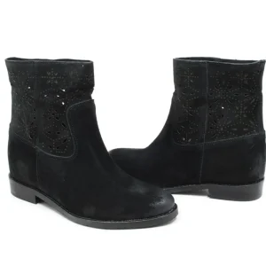 Stivali Estivi | Stivali E Scarpe Con Zeppa | Personal Stivaletti con zeppa interna laserati "Alley" - Camoscio Nero