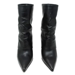 Stivali E Scarpe Con Zeppa | Stivali Invernali | Personal Stivaletti su Zeppa Alta Punta Fina e Bavero Risvolto "FILL" - Pelle Nero