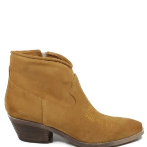 Stivali Estivi | Stivali Texani | In Time Stivaletti Texani  alla caviglia con Ricamo "PASO" - Camoscio Cuoio