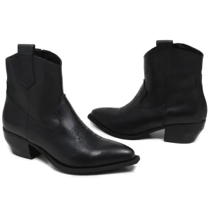 Stivali Texani | Stivali Invernali | Personal Stivaletti Texani alla Caviglia con Ricamo e Cerniera "CAMERON" - Pelle Nero