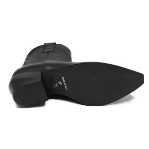 Stivali Texani | Stivali Invernali | Personal Stivaletti Texani alla Caviglia con Ricamo e Cerniera "CAMERON" - Pelle Nero