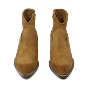 Stivali Estivi | Stivali Texani | In Time Stivaletti Texani  alla caviglia con Ricamo "PASO" - Camoscio Cuoio