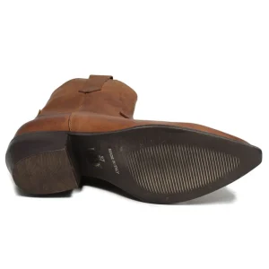 Stivali Texani | Stivali Invernali | Personal Stivaletti Texani alla Caviglia con Ricamo e Cerniera "CAMERON" - Ingrassato Cuoio