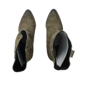 Stivali Con Tacco | Stivali Invernali | Personal Stivaletti Texani Camperos Bassi Ricamati con tacco "Liam" - Camoscio Taupe