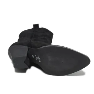 Stivali Con Tacco | Stivali Texani | Personal Stivaletti Texani Camperos Bassi Ricamati con tacco "Liam" - Camoscio Nero