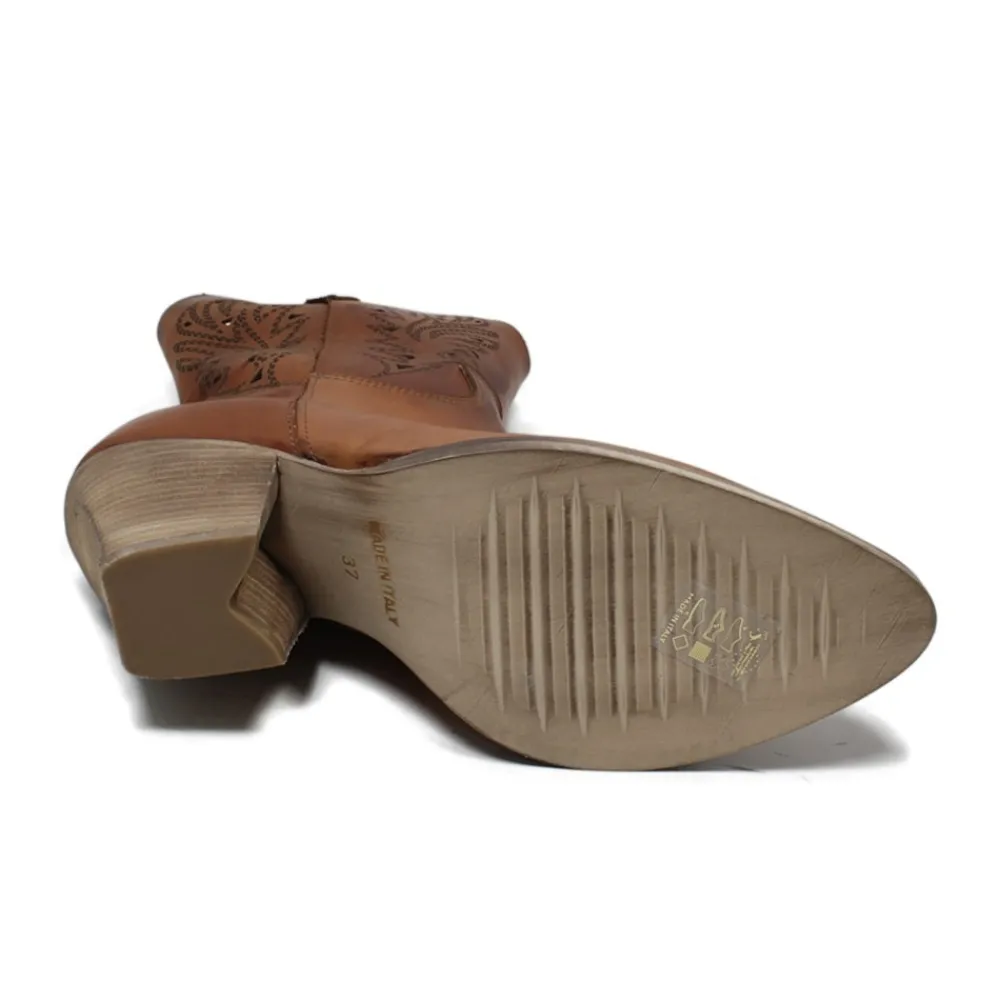 stivaletti_texani_campero_6.webp Stivali Con Tacco | Stivali Estivi | Personal Stivaletti Texani Camperos Bassi Laserati con tacco "Leny" - Cuoio