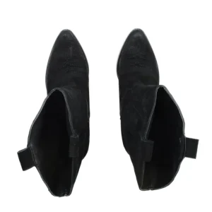 Stivali Con Tacco | Stivali Texani | Personal Stivaletti Texani Camperos Bassi Ricamati con tacco "Liam" - Camoscio Nero