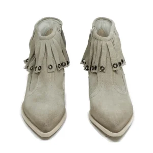 Stivali Con Tacco | Tronchetti | Personal Stivaletti Texani con Frange e Occhielli "Trenza" - Beige