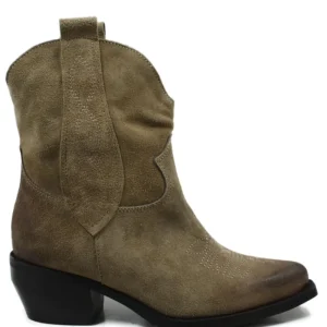 Stivali Texani | Stivali Invernali | Personal Stivaletti Texani con Ricamo "LORAH" - Camoscio Taupe