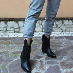 Stivali Texani | Stivali Invernali | Personal Stivaletti Texani con Ricamo "LORAH" - Pelle Nero