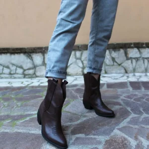 Stivali Texani | Stivali Invernali | Personal Stivaletti Texani con Ricamo "LORAH" - Pelle Marrone TestadiMoro