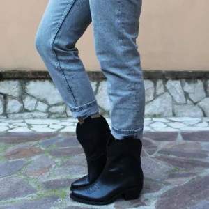 Stivali Texani | Stivali Invernali | Personal Stivaletti Texani con Ricamo "LORAH" - Pelle Nero