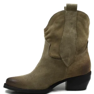 Stivali Texani | Stivali Invernali | Personal Stivaletti Texani con Ricamo "LORAH" - Camoscio Taupe