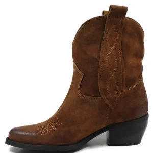 Stivali Texani | Stivali Invernali | Personal Stivaletti Texani con Ricamo "LORAH" - Camoscio Cuoio