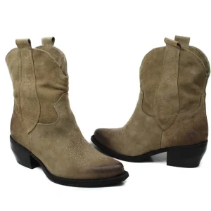 Stivali Texani | Stivali Invernali | Personal Stivaletti Texani con Ricamo "LORAH" - Camoscio Taupe