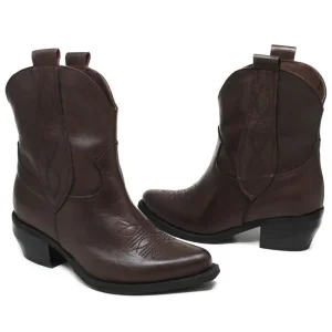 Stivali Texani | Stivali Invernali | Personal Stivaletti Texani con Ricamo "LORAH" - Pelle Marrone TestadiMoro